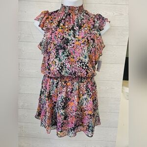 1State-Women's Floral Ruffle Mini Dress Size L